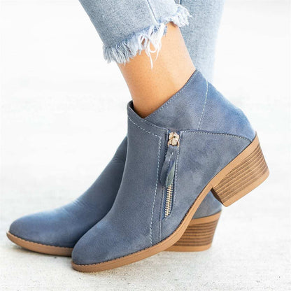 Side-Zip Ankle Boots — Women's Low Heel