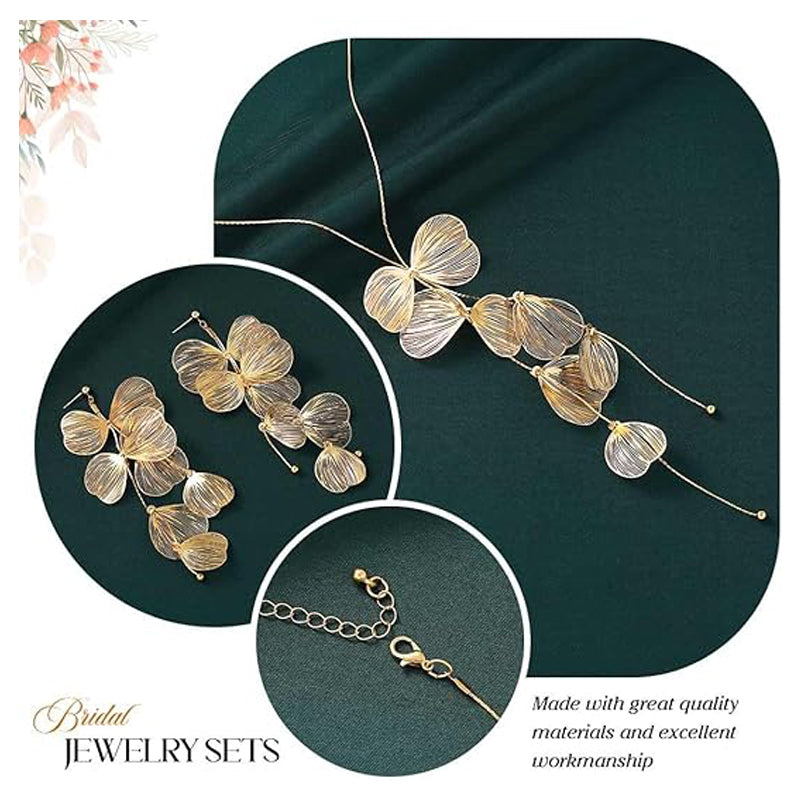 Gold Ginkgo Leaf Tassel Choker — Boho Statement Necklace