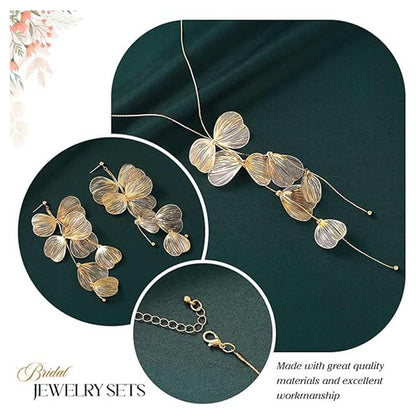 Gold Ginkgo Leaf Tassel Choker — Boho Statement Necklace