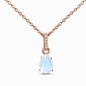 Moonstone Drop Pendant Necklace — Sterling Silver