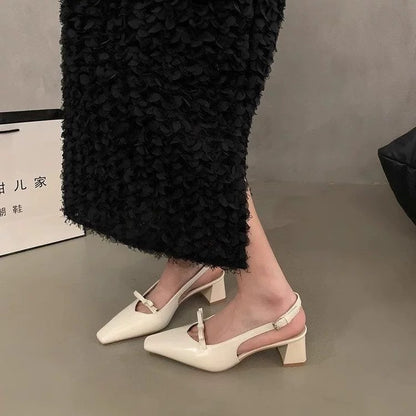 Silver Block Heel Sandals — Elegant Closed Toe