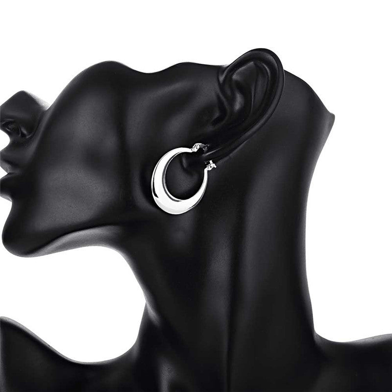 Crescent Moon Silver Earrings — Personalized Minimalist
