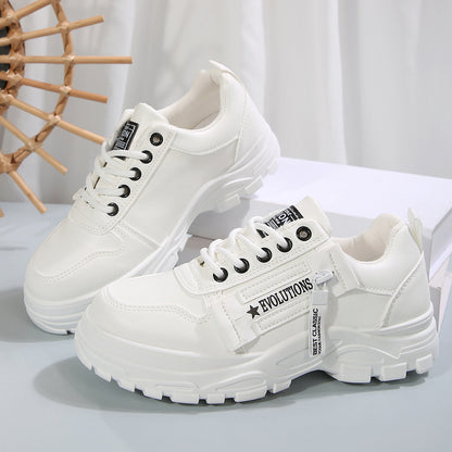 Thick-Sole Lace-Up Sneakers — Side Zipper