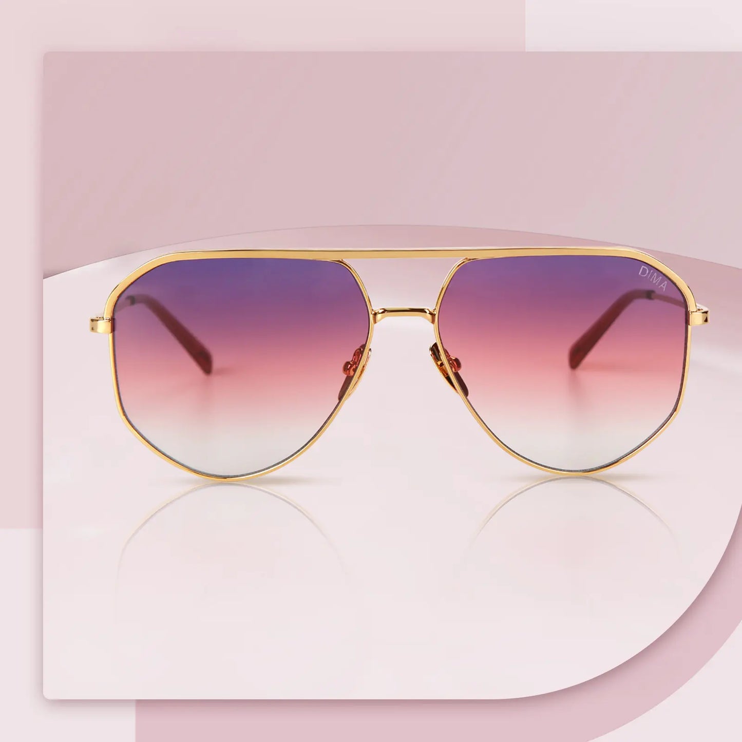 DIMA Eyewear Nova Gradient Pilot Sunglasses - Gold/Pink Tortoise, CR39 Lenses, Metal Frame, UV400 Protection, American Fit with Nose Pad, Durable Hinges, Eco-Friendly Biodegradable - Value Pack: Buy 2 Get 1 Free