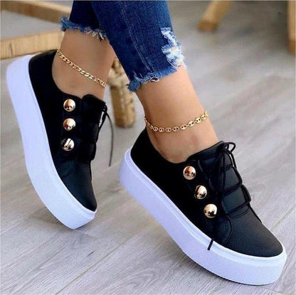 Rivet Lace-Up Sneakers — Women's Casual Flats
