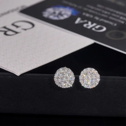 HELLOICE Moissanite Earrings 1.05Ct round Cut Full Paved Earrings 925 Sterling Silver 10Mm Full Synthetic Moissanite Earrings Jewerly Gift