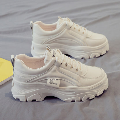 Thick-Sole White Sneakers — Women's Casual Sport