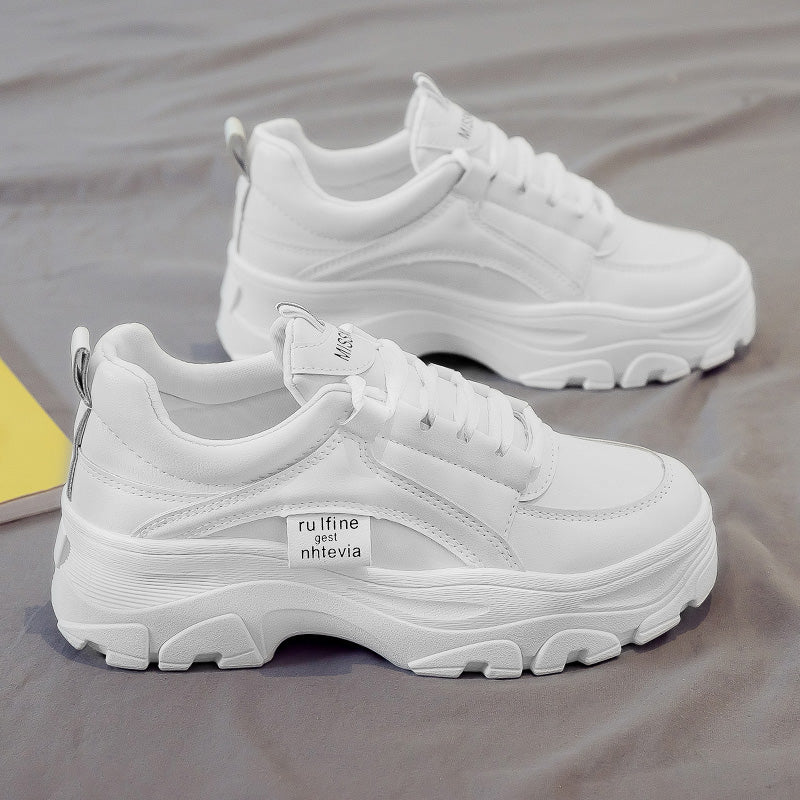 Thick-Sole White Sneakers — Women's Casual Sport