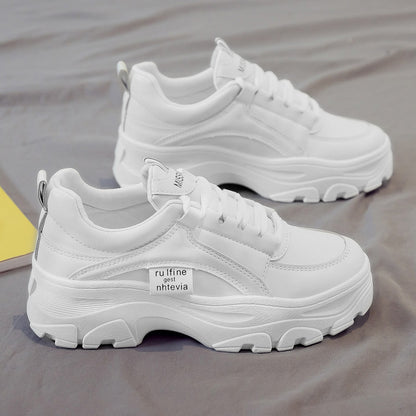 Thick-Sole White Sneakers — Women's Casual Sport