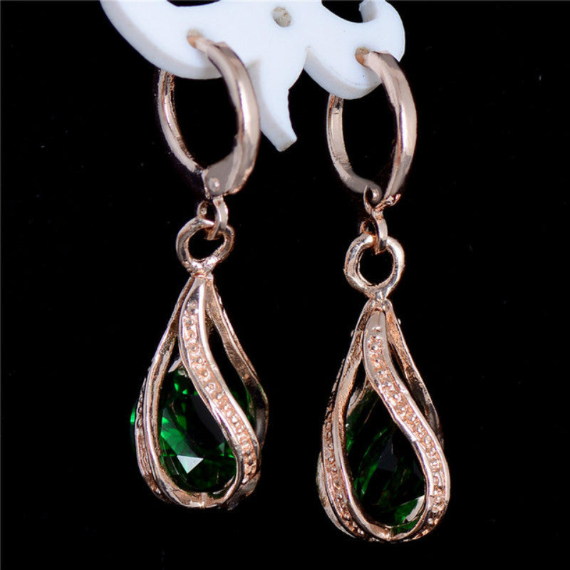 Zircon Crystal Drop Earrings — Sparkling Pendant