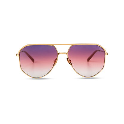 DIMA Eyewear Nova Gradient Pilot Sunglasses - Gold/Pink Tortoise, CR39 Lenses, Metal Frame, UV400 Protection, American Fit with Nose Pad, Durable Hinges, Eco-Friendly Biodegradable - Value Pack: Buy 2 Get 1 Free