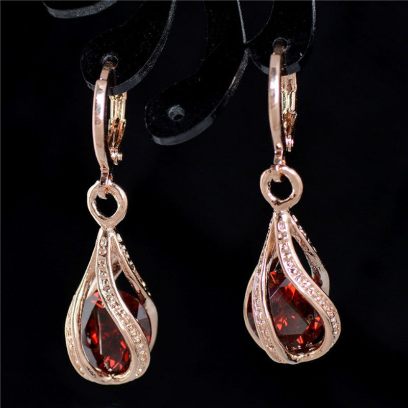 Zircon Crystal Drop Earrings — Sparkling Pendant