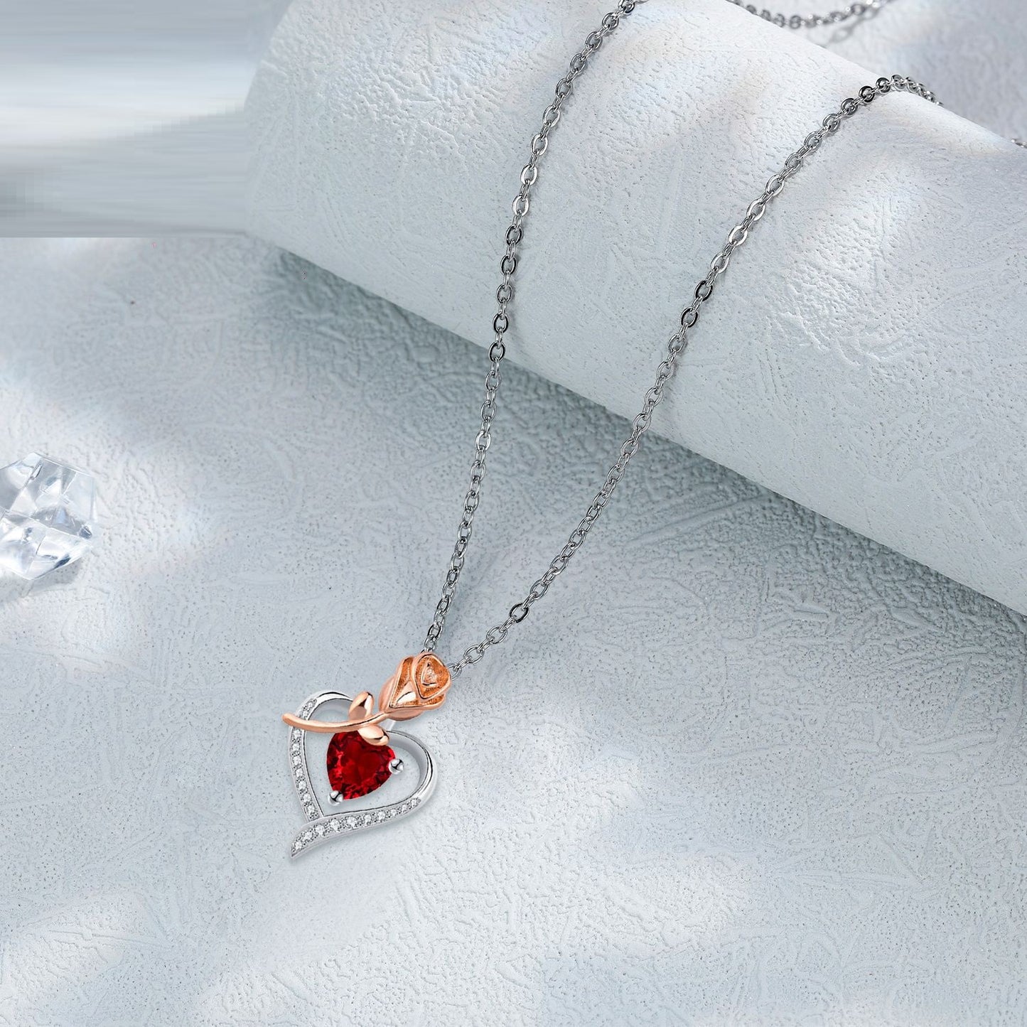 Rose Heart Pendant Necklace — Romantic Gold