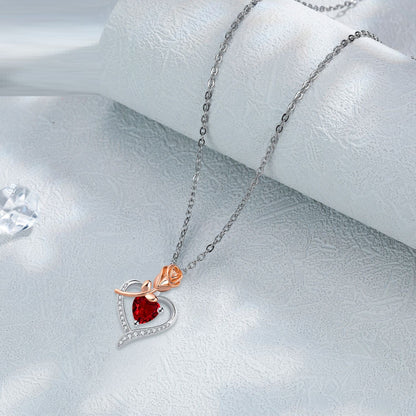 Rose Heart Pendant Necklace — Romantic Gold