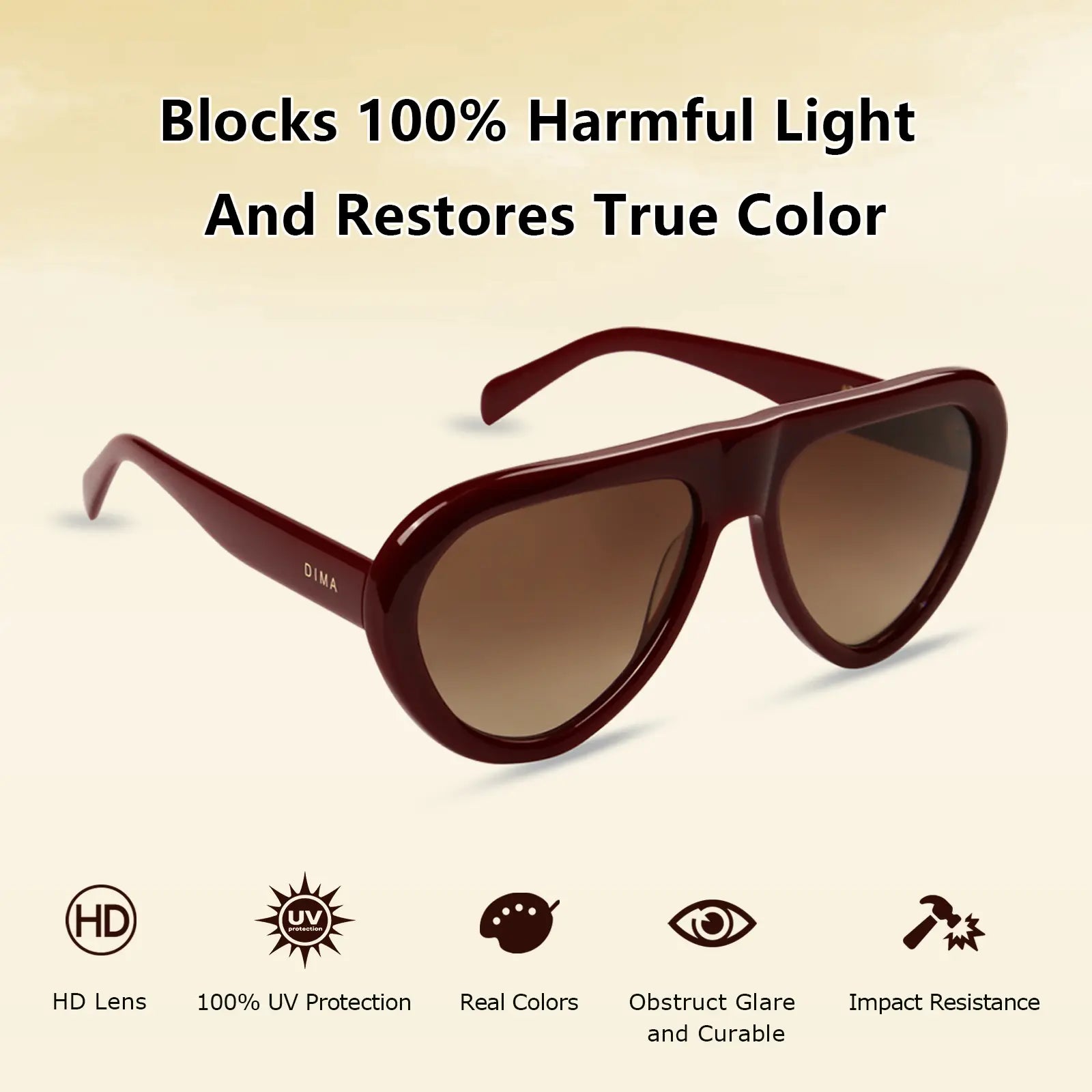 DIMA Aggie Retro Oval Sunglasses – Timeless Unisex Vintage Style, Lightweight Frame, UV400 Protection, Fashionable Everyday Shades for Travel, Streetwear & Outdoor Wear