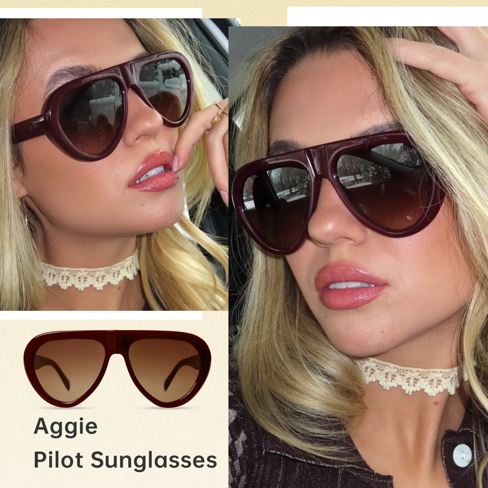 DIMA Aggie Retro Oval Sunglasses – Timeless Unisex Vintage Style, Lightweight Frame, UV400 Protection, Fashionable Everyday Shades for Travel, Streetwear & Outdoor Wear