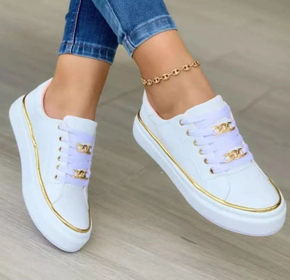 Chain-Detail Loafers — Thick Sole Walking Flats