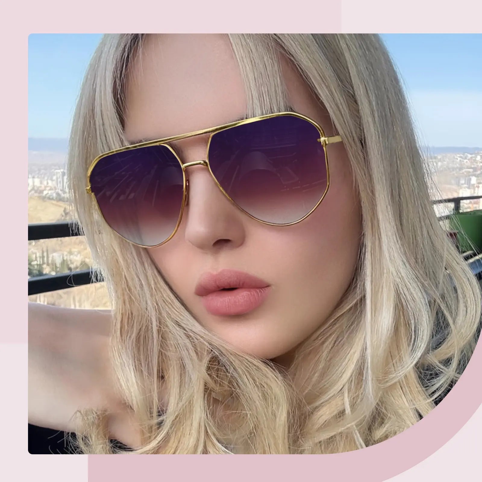 DIMA Eyewear Nova Gradient Pilot Sunglasses - Gold/Pink Tortoise, CR39 Lenses, Metal Frame, UV400 Protection, American Fit with Nose Pad, Durable Hinges, Eco-Friendly Biodegradable - Value Pack: Buy 2 Get 1 Free