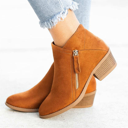 Side-Zip Ankle Boots — Women's Low Heel