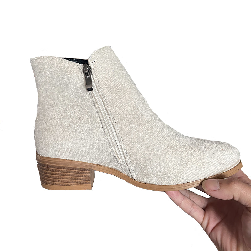 Side-Zip Ankle Boots — Women's Low Heel
