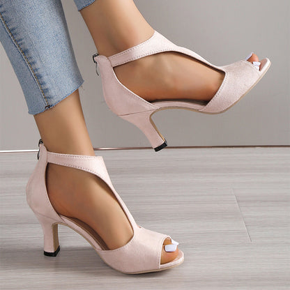 High Heel Peep Toe Sandals — Back Zipper Summer Shoes