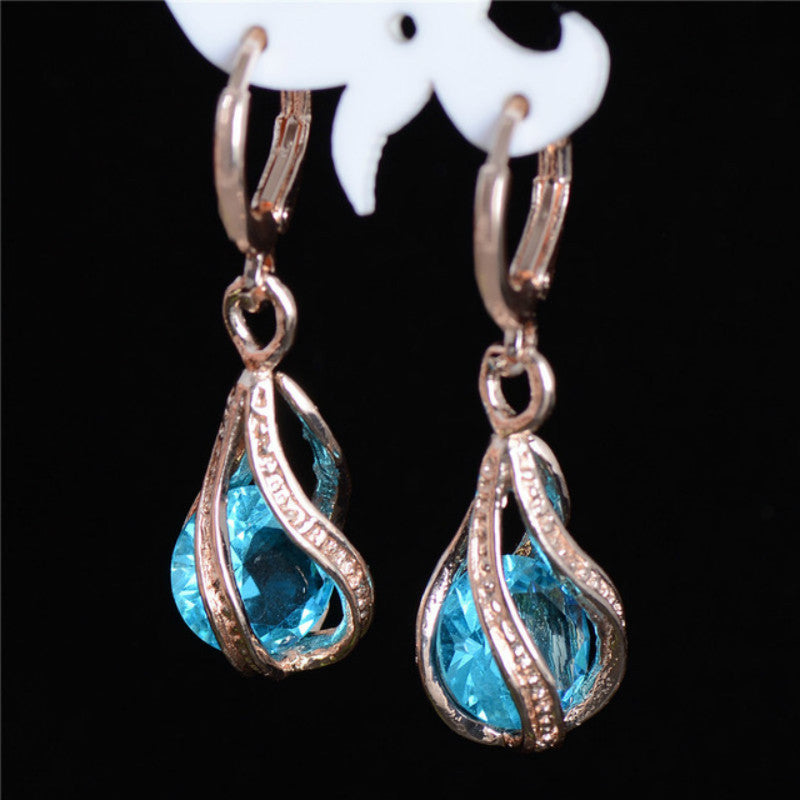Zircon Crystal Drop Earrings — Sparkling Pendant