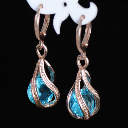 Zircon Crystal Drop Earrings — Sparkling Pendant