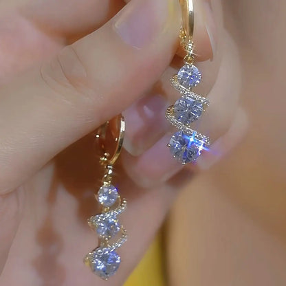 Lisizen Hot Selling New European and American Luxury Fashion Versatile Zircon Earrings Classic Temperament High-End Long Tassel Earrings for Women DZEH5444
