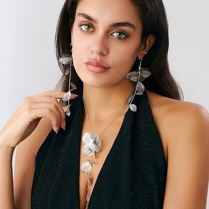 Gold Ginkgo Leaf Tassel Choker — Boho Statement Necklace