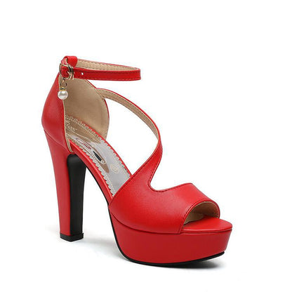 Block Heel Roman Sandals — Women's Open Toe
