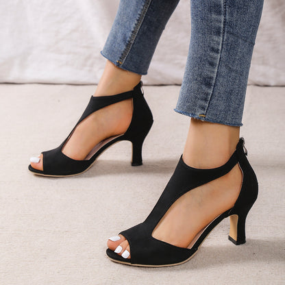 High Heel Peep Toe Sandals — Back Zipper Summer Shoes