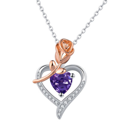 Rose Heart Pendant Necklace — Romantic Gold