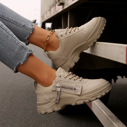 Thick-Sole Lace-Up Sneakers — Side Zipper
