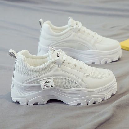 Thick-Sole White Sneakers — Women's Casual Sport