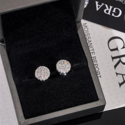 HELLOICE Moissanite Earrings 1.05Ct round Cut Full Paved Earrings 925 Sterling Silver 10Mm Full Synthetic Moissanite Earrings Jewerly Gift