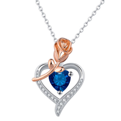 Rose Heart Pendant Necklace — Romantic Gold