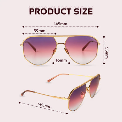 DIMA Eyewear Nova Gradient Pilot Sunglasses - Gold/Pink Tortoise, CR39 Lenses, Metal Frame, UV400 Protection, American Fit with Nose Pad, Durable Hinges, Eco-Friendly Biodegradable - Value Pack: Buy 2 Get 1 Free