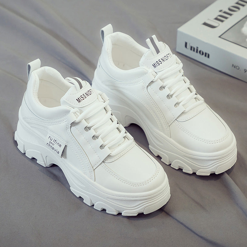 Thick-Sole White Sneakers — Women's Casual Sport