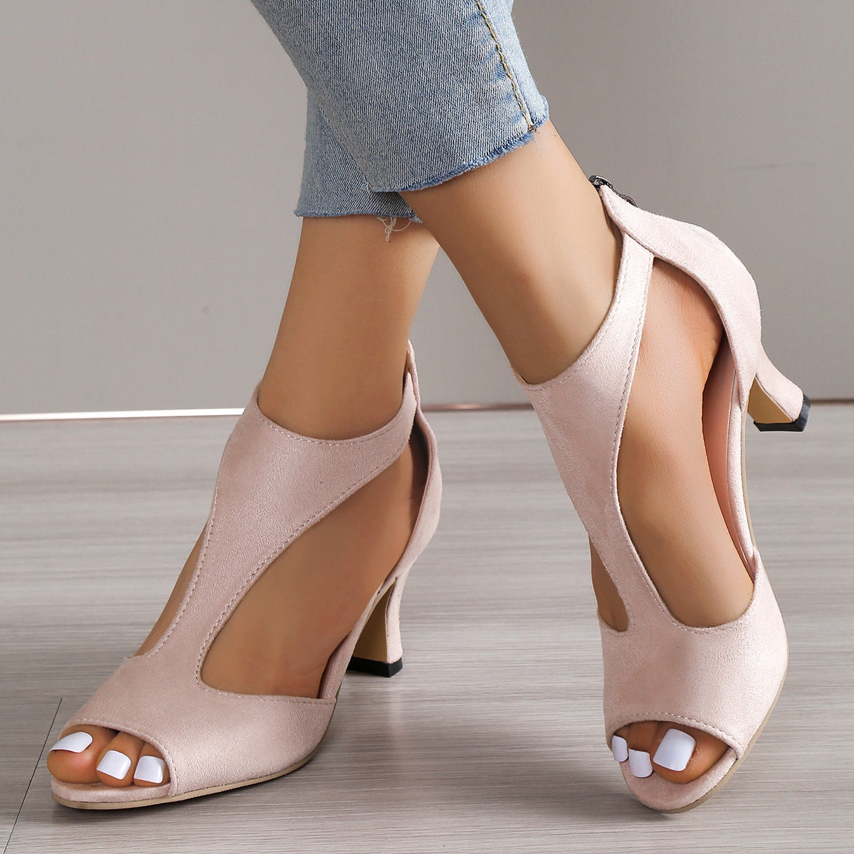 High Heel Peep Toe Sandals — Back Zipper Summer Shoes