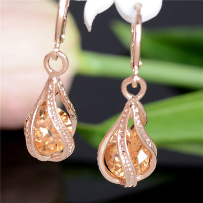 Zircon Crystal Drop Earrings — Sparkling Pendant