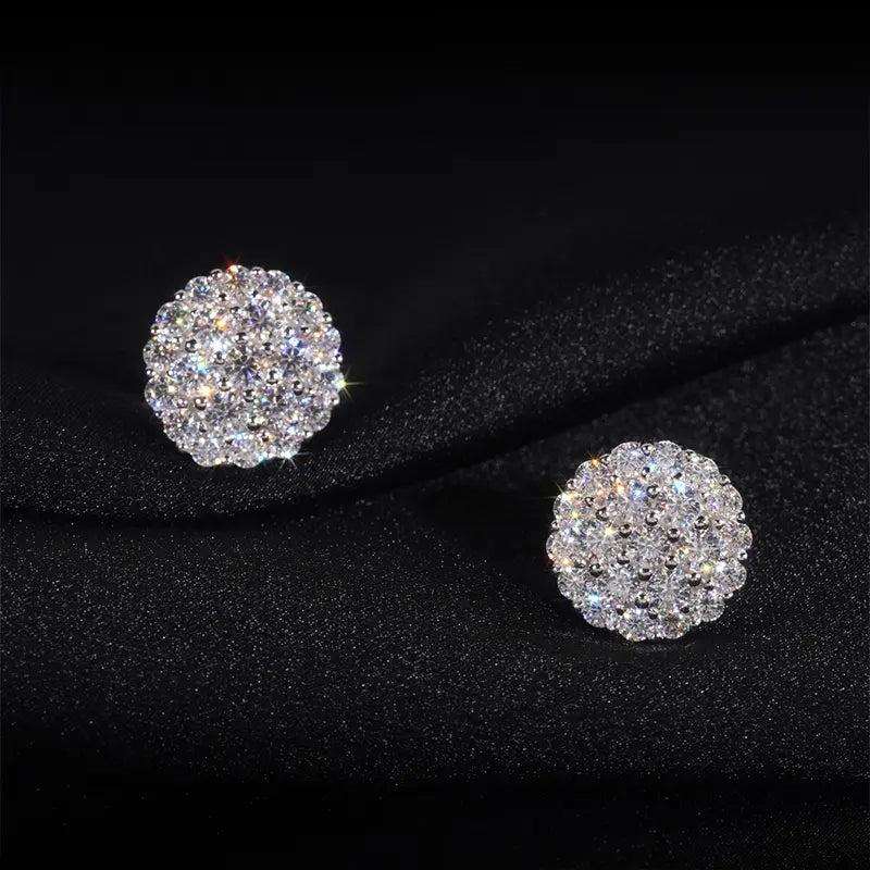 HELLOICE Moissanite Earrings 1.05Ct round Cut Full Paved Earrings 925 Sterling Silver 10Mm Full Synthetic Moissanite Earrings Jewerly Gift