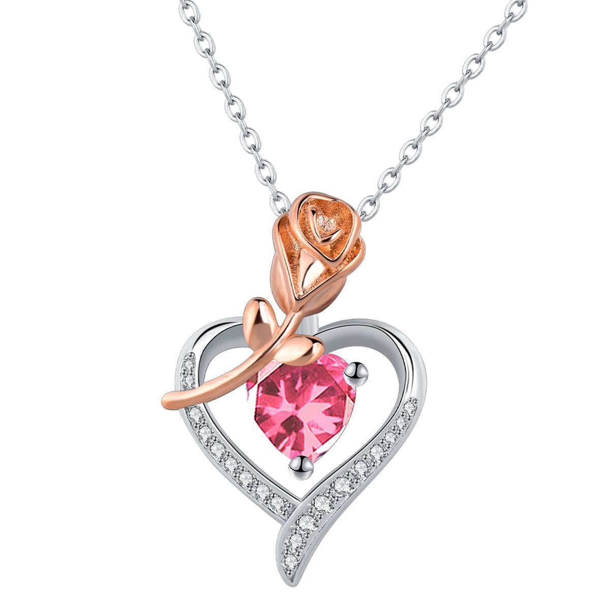 Rose Heart Pendant Necklace — Romantic Gold
