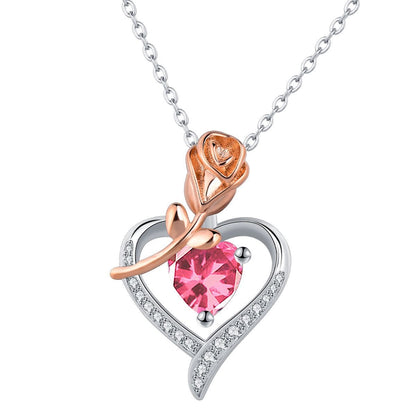 Rose Heart Pendant Necklace — Romantic Gold