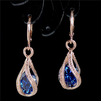 Zircon Crystal Drop Earrings — Sparkling Pendant
