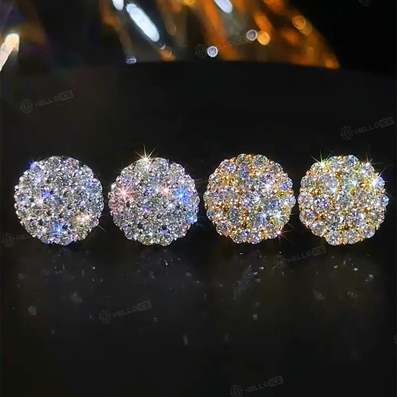 HELLOICE Moissanite Earrings 1.05Ct round Cut Full Paved Earrings 925 Sterling Silver 10Mm Full Synthetic Moissanite Earrings Jewerly Gift