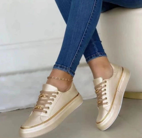 Chain-Detail Loafers — Thick Sole Walking Flats
