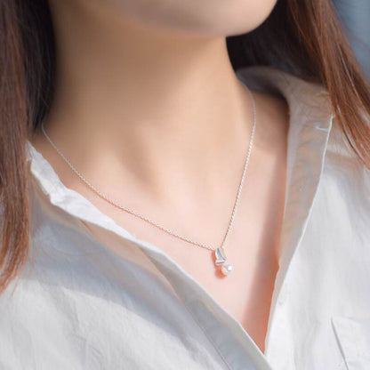 S925 Silver Young Leaf Pearl Set — Necklace, Earrings & Bracelet