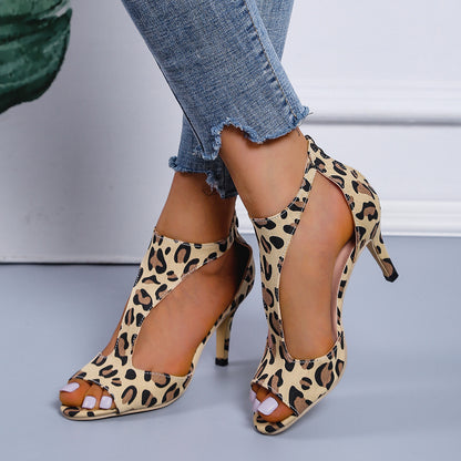 High Heel Peep Toe Sandals — Back Zipper Summer Shoes