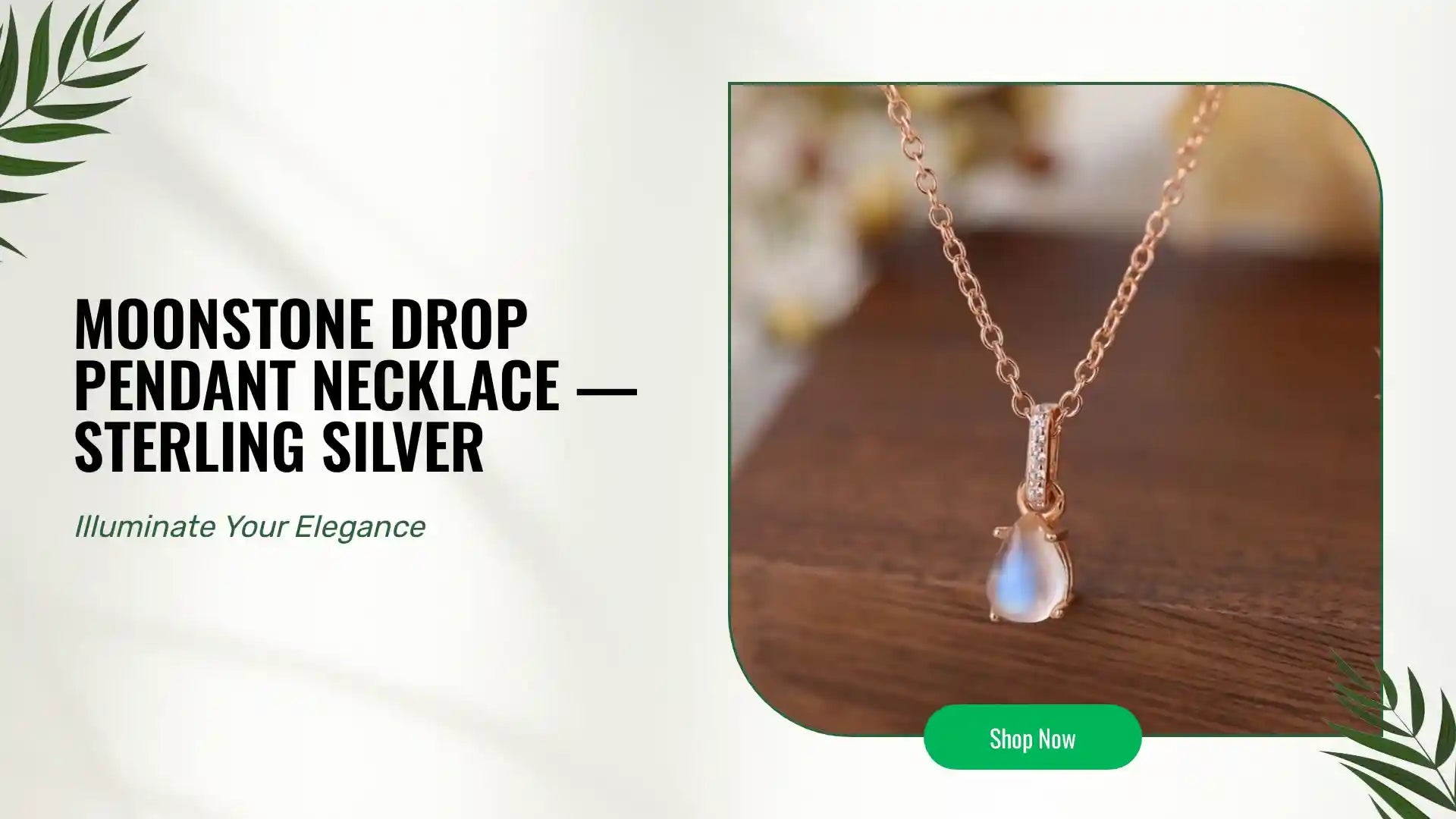 Moonstone Drop Pendant Necklace &mdash; Sterling Silver by@Outfy
